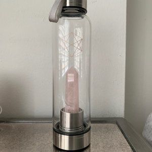 Water Bottle with Rose Quartz Center